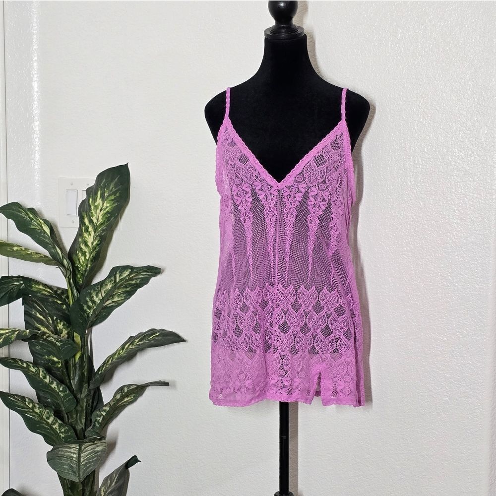 🌿Vintage Victoria’s Secret Y2K Purple Lace slip/gown/Lingerie size L.